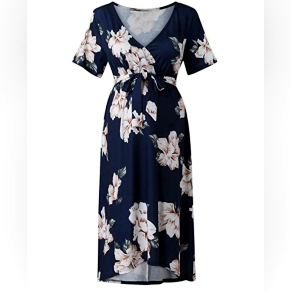 Pinkblush Navy Floral Maternity Dress